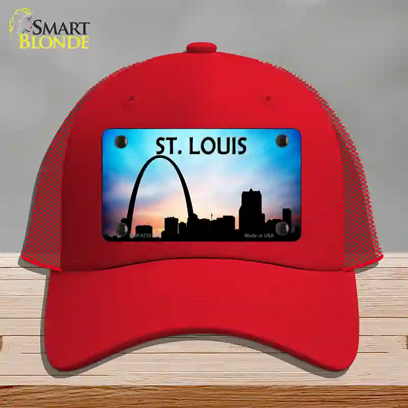 St Louis Silhouette Novelty License Plate Hat Mesh / Red