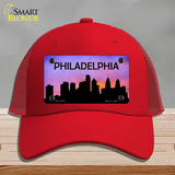 Philadelphia Silhouette Novelty License Plate Hat Mesh / Red