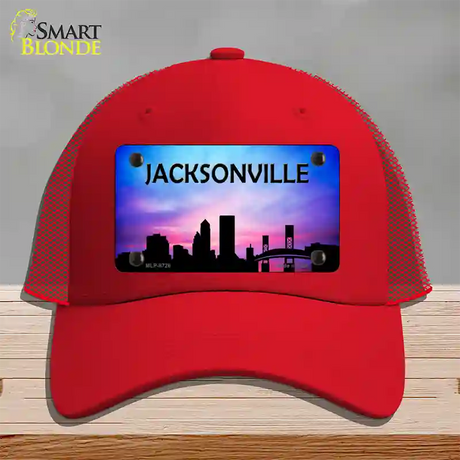 Jacksonville Silhouette Novelty License Plate Hat Mesh / Red