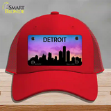 Detroit Silhouette Novelty License Plate Hat Mesh / Red