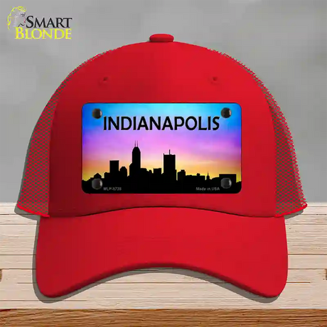 Indianapolis Silhouette Novelty License Plate Hat Mesh / Red