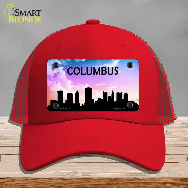 Columbus Silhouette Novelty License Plate Hat Mesh / Red