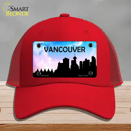 Vancouver Silhouette Novelty License Plate Hat Mesh / Red