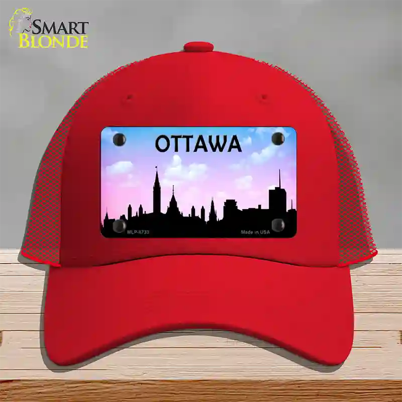 Ottawa Silhouette Novelty License Plate Hat Mesh / Red