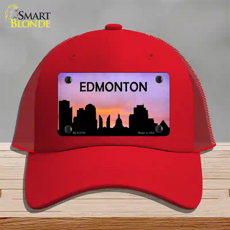 Edmonton Silhouette Novelty License Plate Hat Mesh / Red