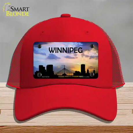 Winnipeg Silhouette Novelty License Plate Hat Mesh / Red