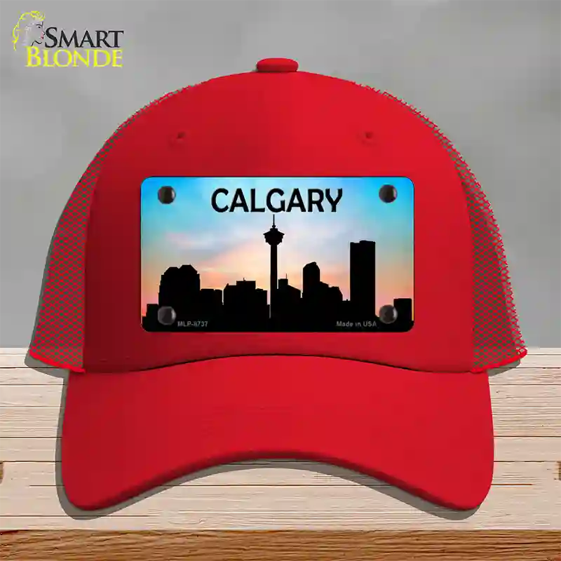 Calgary Silhouette Novelty License Plate Hat Mesh / Red