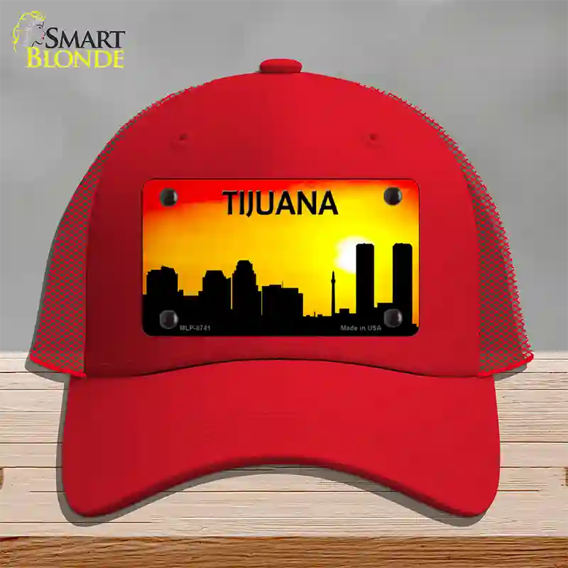 Tijuana Silhouette Novelty License Plate Hat Mesh / Red