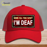 Honk All You Want Novelty License Plate Hat Mesh / Red