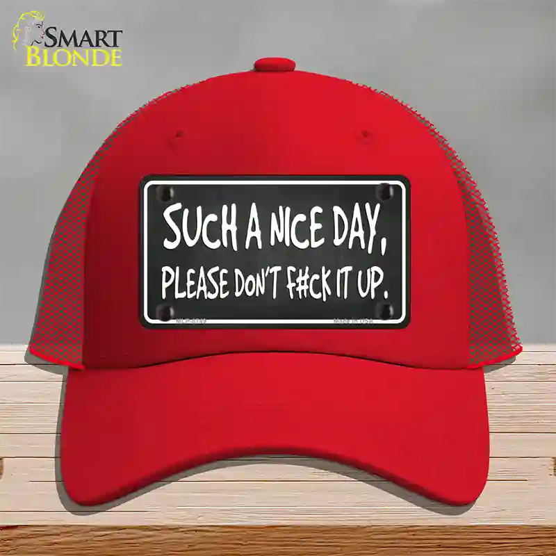 Such A Nice Day Novelty License Plate Hat Mesh / Red