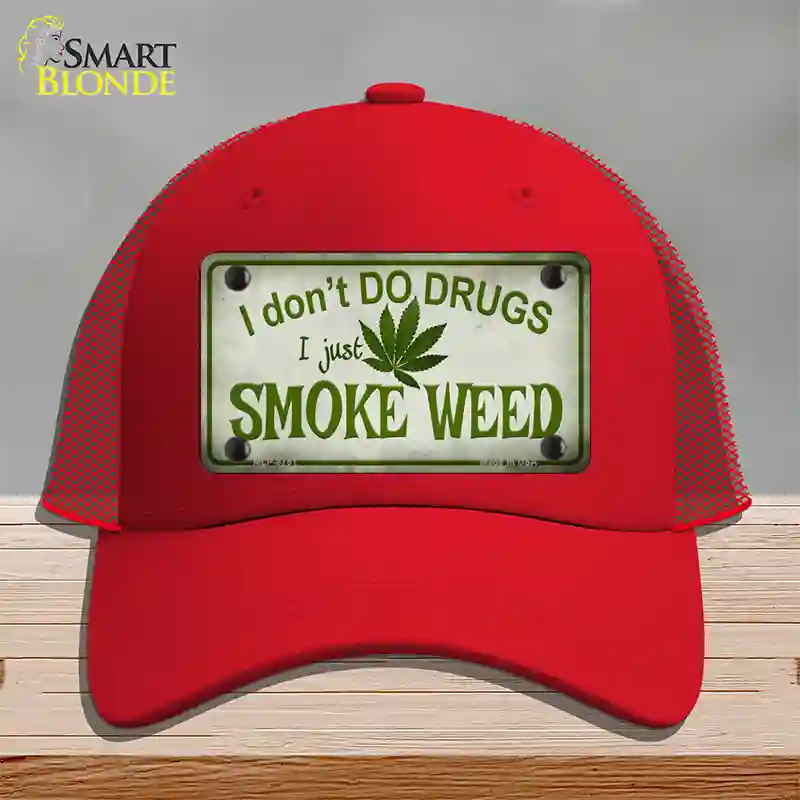 I Dont Do Drugs Novelty License Plate Hat Mesh / Red