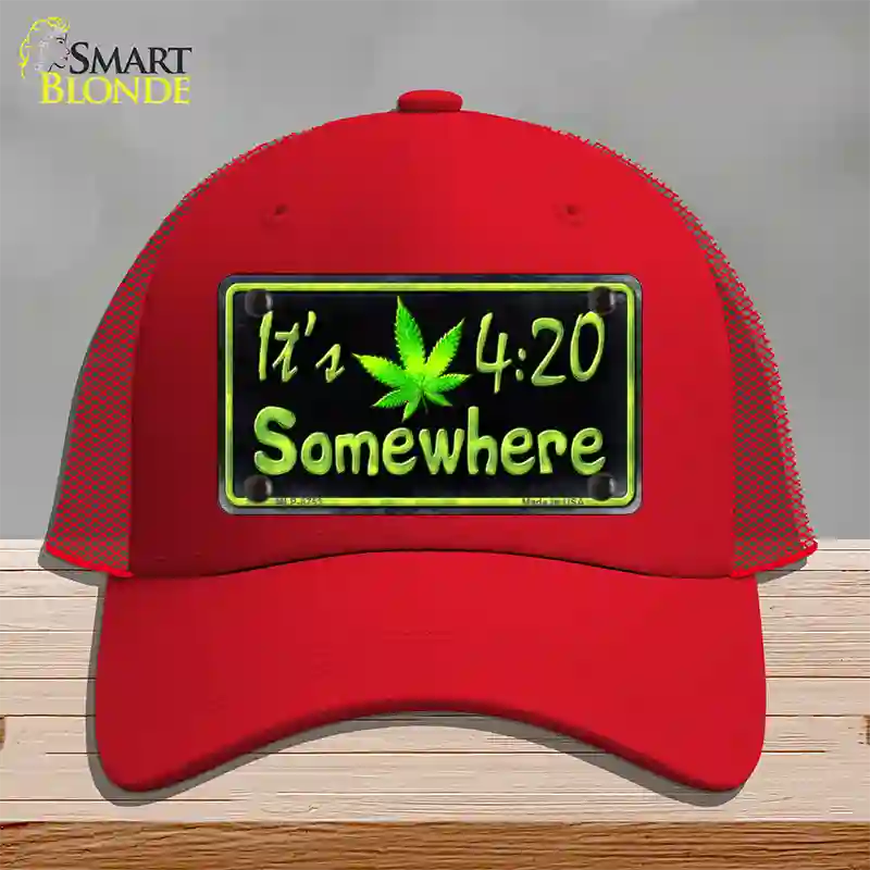 Its 4:20 Novelty License Plate Hat Mesh / Red