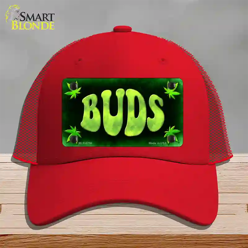 Buds Novelty License Plate Hat Mesh / Red