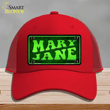 Mary Jane Novelty License Plate Hat Mesh / Red