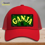 Ganja Novelty License Plate Hat Mesh / Red