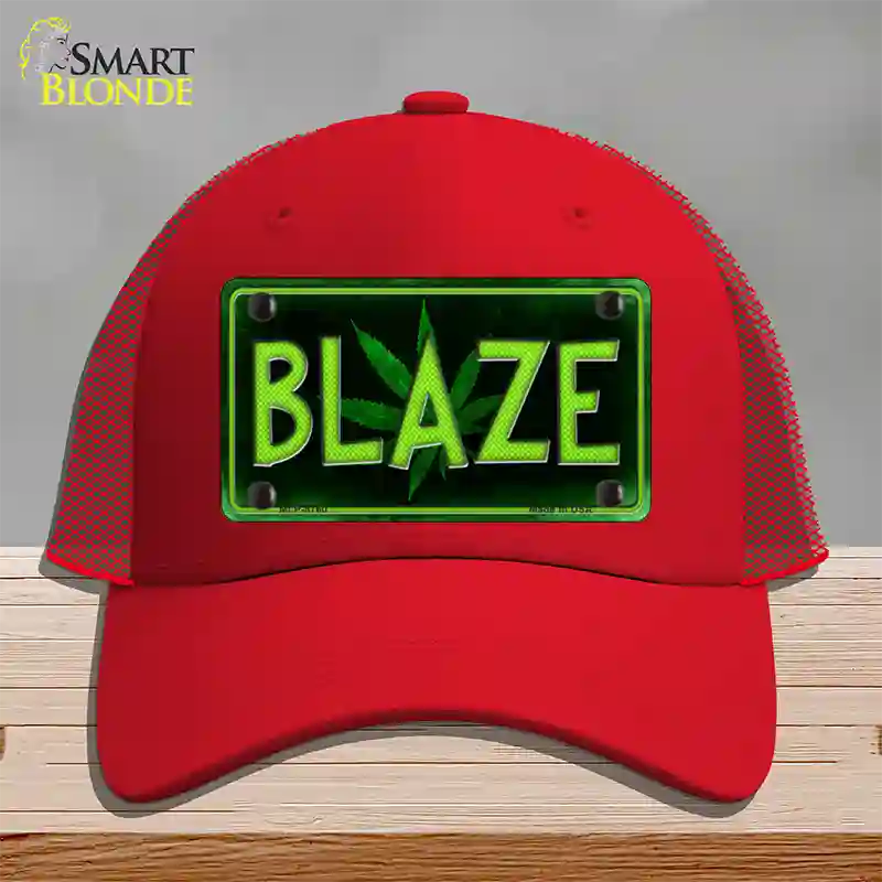 Blaze Novelty License Plate Hat Mesh / Red