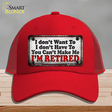 You Cant Make Me Novelty License Plate Hat Mesh / Red