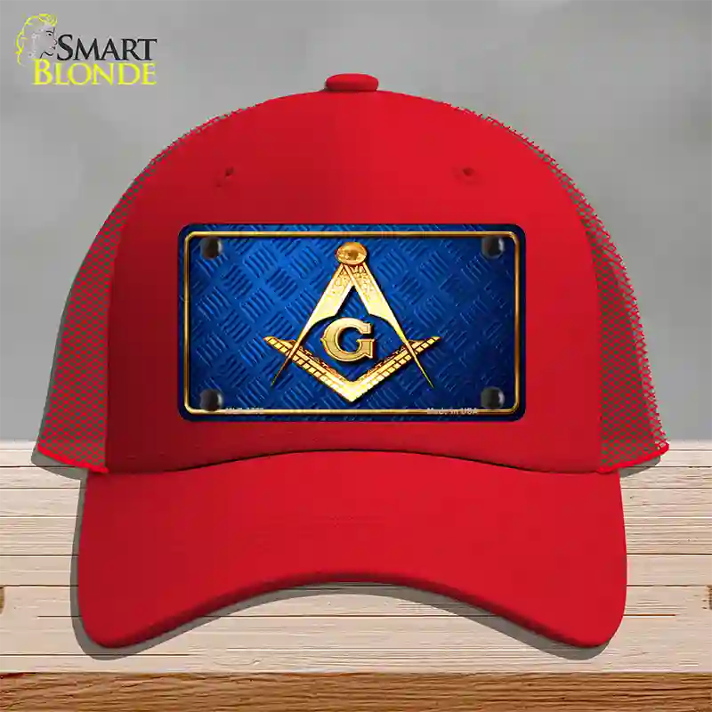 Freemasonry Novelty License Plate Hat Mesh / Red