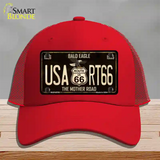 Bald Eagle Route 66 Novelty License Plate Hat Mesh / Red