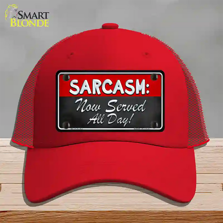 Sarcasm Novelty License Plate Hat Mesh / Red