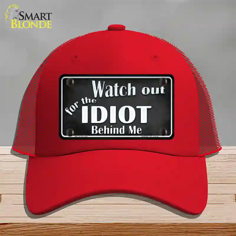 Watch Out Behind Me Novelty License Plate Hat Mesh / Red