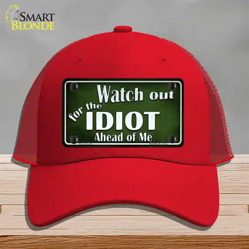 Watch Out Ahead Of Me Novelty License Plate Hat Mesh / Red