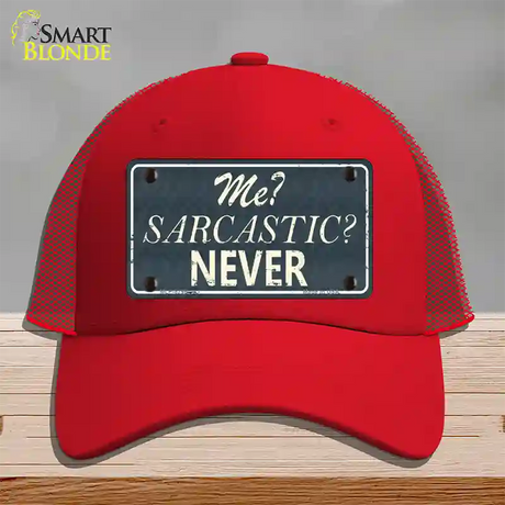 Me Sarcastic Never Novelty License Plate Hat Mesh / Red