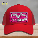 Bitch Please Novelty License Plate Hat Mesh / Red