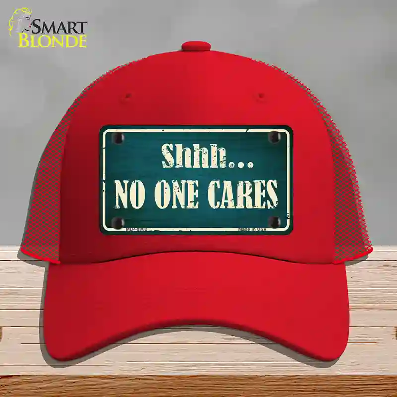 No One Cares Novelty License Plate Hat Mesh / Red