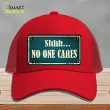 No One Cares Novelty License Plate Hat Mesh / Red