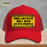 Does Not Play Well Novelty License Plate Hat Mesh / Red