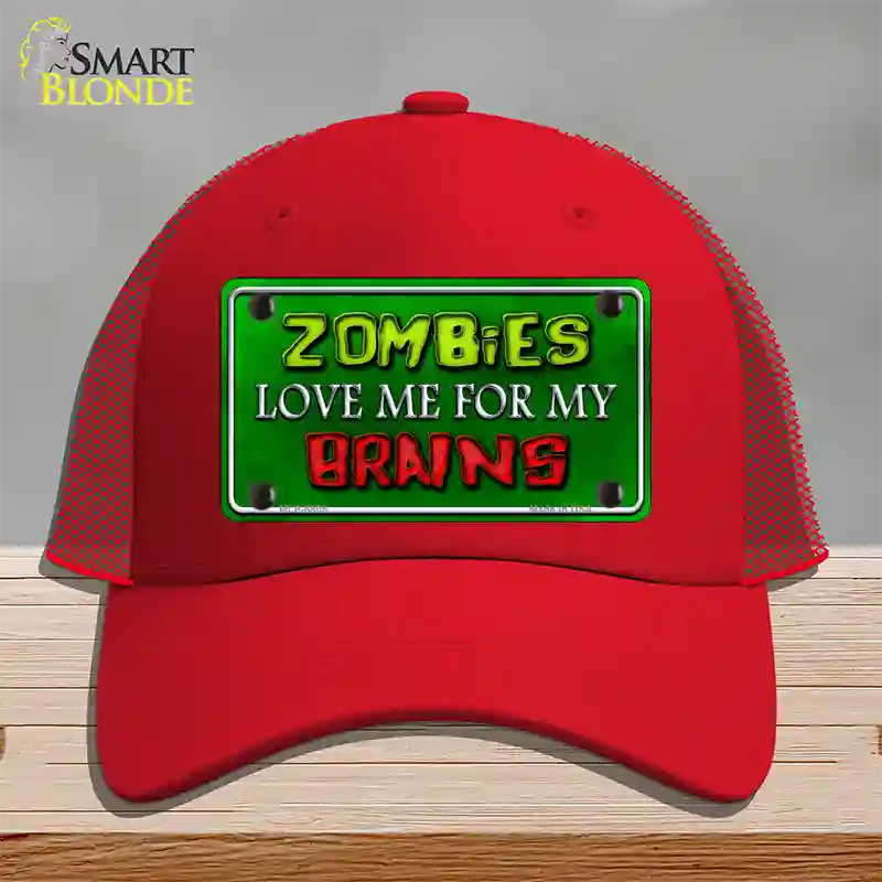 Zombies Love Me Novelty License Plate Hat Mesh / Red