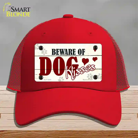 Beware of Dogs Novelty License Plate Hat Mesh / Red