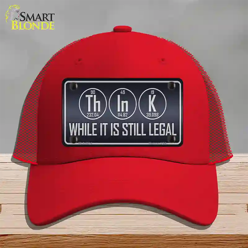 Think Novelty License Plate Hat Mesh / Red