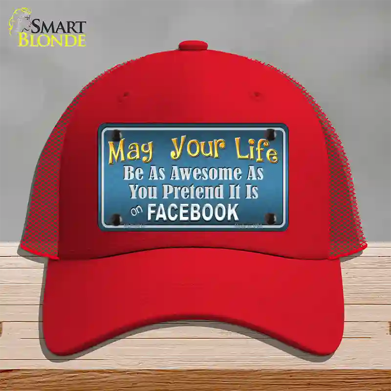 May Your Life Be Awesome Novelty License Plate Hat Mesh / Red