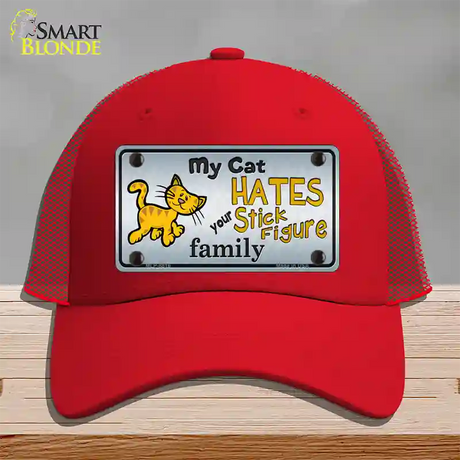 My Cat Hates Novelty License Plate Hat Mesh / Red