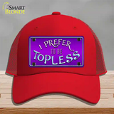 I Prefer Topless Novelty License Plate Hat Mesh / Red