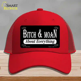 Bitch And Moan Novelty License Plate Hat Mesh / Red