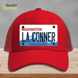 La Conner Washington Novelty License Plate Hat Mesh / Red