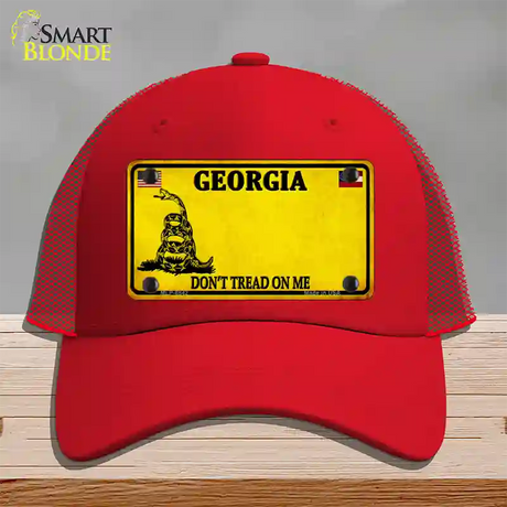 Georgia Dont Tread On Me Novelty License Plate Hat Mesh / Red