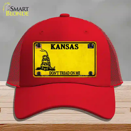 Kansas Dont Tread On Me Novelty License Plate Hat Mesh / Red