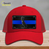 California Thin Blue Line Novelty License Plate Hat Mesh / Red