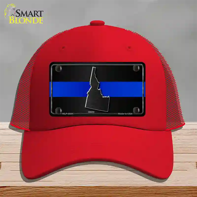 Idaho Thin Blue Line Novelty License Plate Hat Mesh / Red