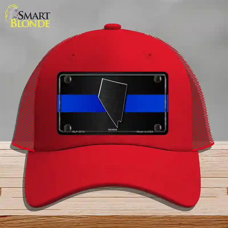 Nevada Thin Blue Line Novelty License Plate Hat Mesh / Red