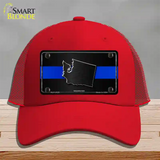 Washington Thin Blue Line Novelty License Plate Hat Mesh / Red