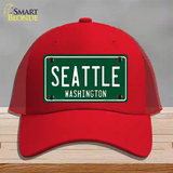 Seattle Washington Green Novelty License Plate Hat Mesh / Red