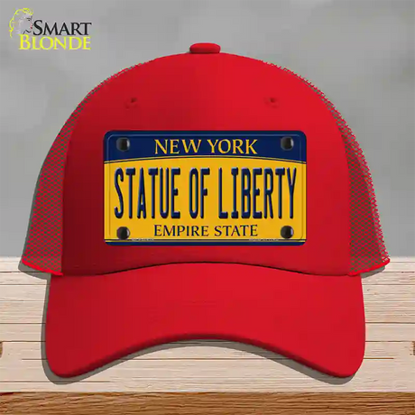 Statue of Liberty New York Novelty License Plate Hat Mesh / Red