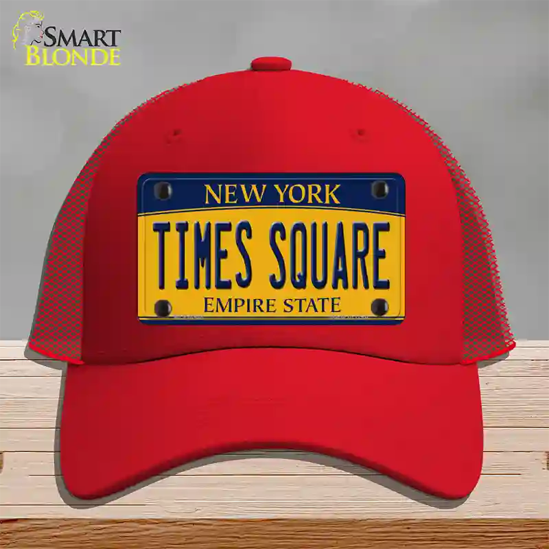 Times Square New York Novelty License Plate Hat Mesh / Red