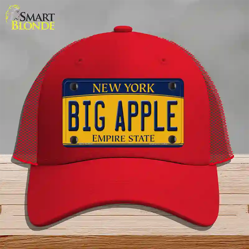 Big Apple Yellow New York Novelty License Plate Hat Mesh / Red