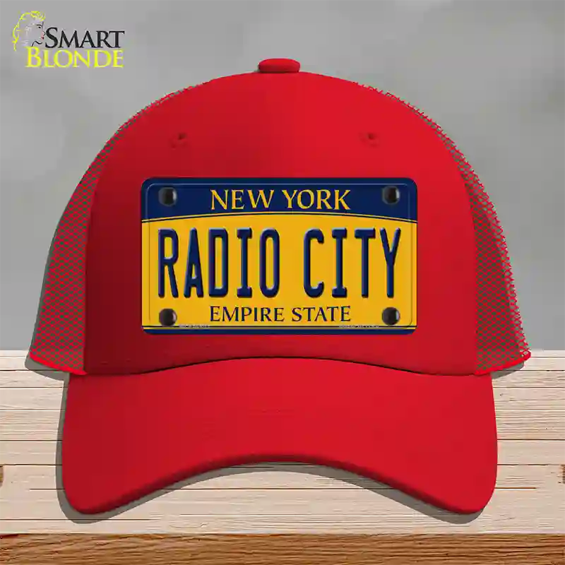 Radio City New York Novelty License Plate Hat Mesh / Red